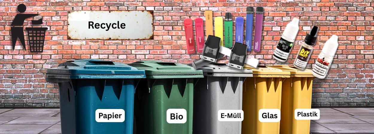  entsorgen der E-Zigaretten, Pods und Liquids-Fläschchen 