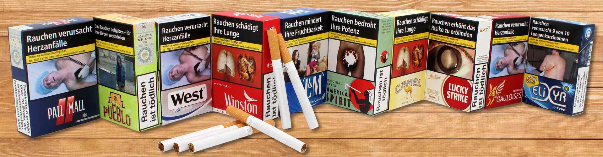 Zigarettenmarken von A - Z wie American Spirit, Pall Mall, Lucky Strike, L&M, Camel, West oder Gauloises online kaufen