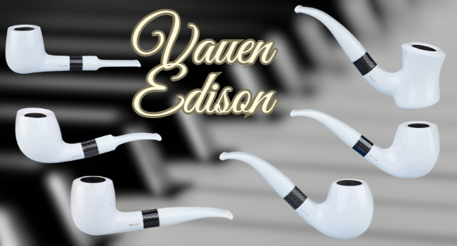 Vauen Pfeife Edison in Weiß mit Carbon Ring