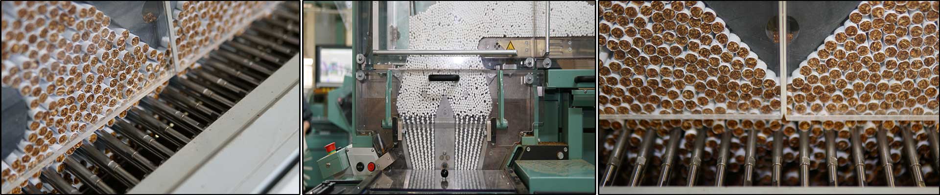 Zigaretten welche maschinell in einer Fabrik hergestellt werden